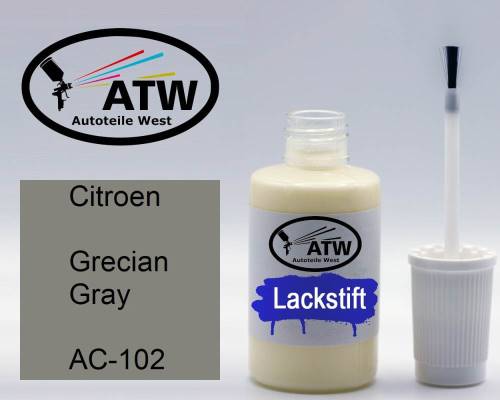 Citroen, Grecian Gray, AC-102: 20ml Lackstift, von ATW Autoteile West.